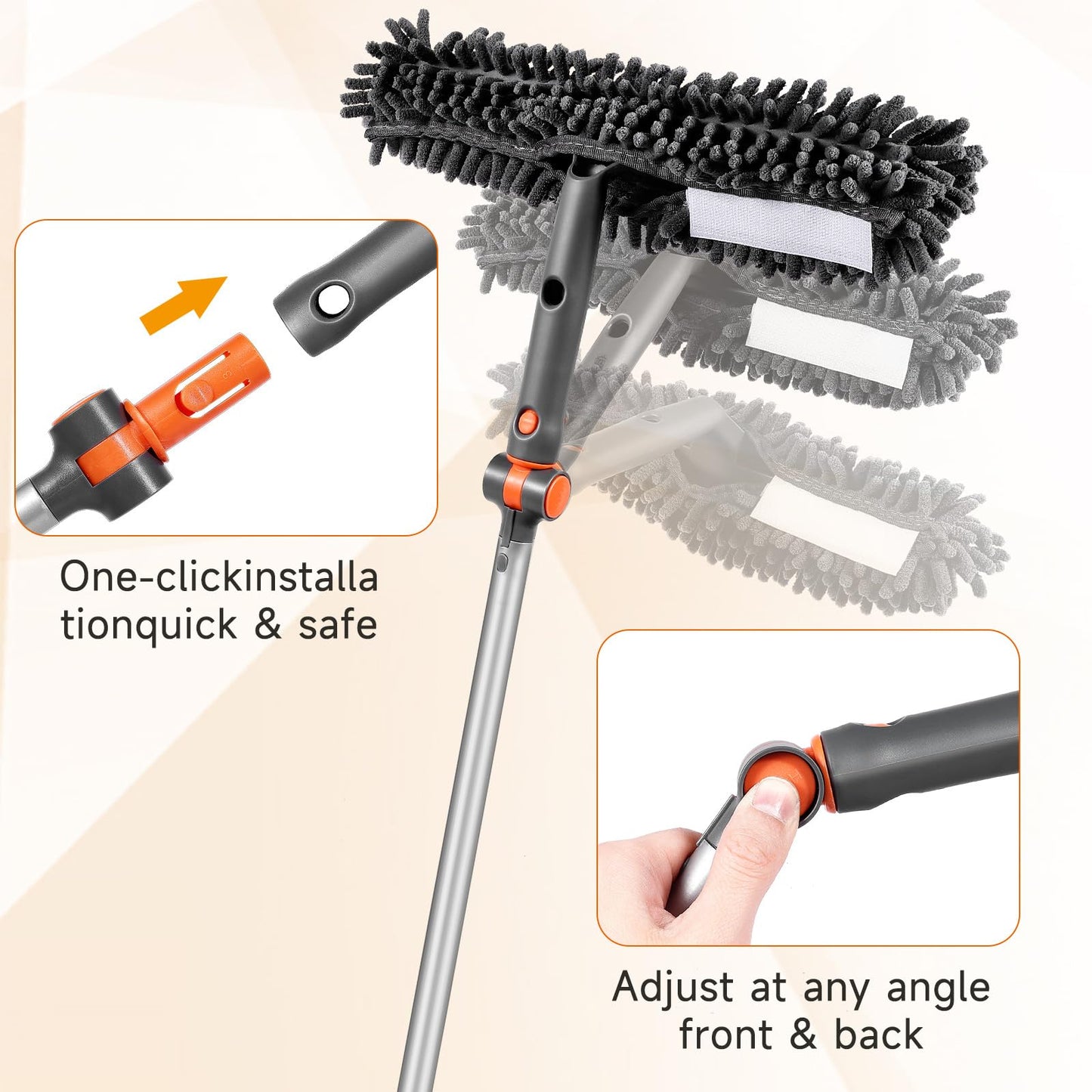 Chabatree Window Squeegee Cleaner Set 2-in-1 Window Cleaning Tool with Extendable Pole, Window Cleaning kit with Bendable Head for Indoor & Outdoor