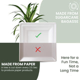 FPN Compostable Square Plates 6 Inch 125 Pack Heavy Duty Disposable Plates | Sugarcane Biodegradable Eco Friendly Dinnerware for Hot & Cold Food