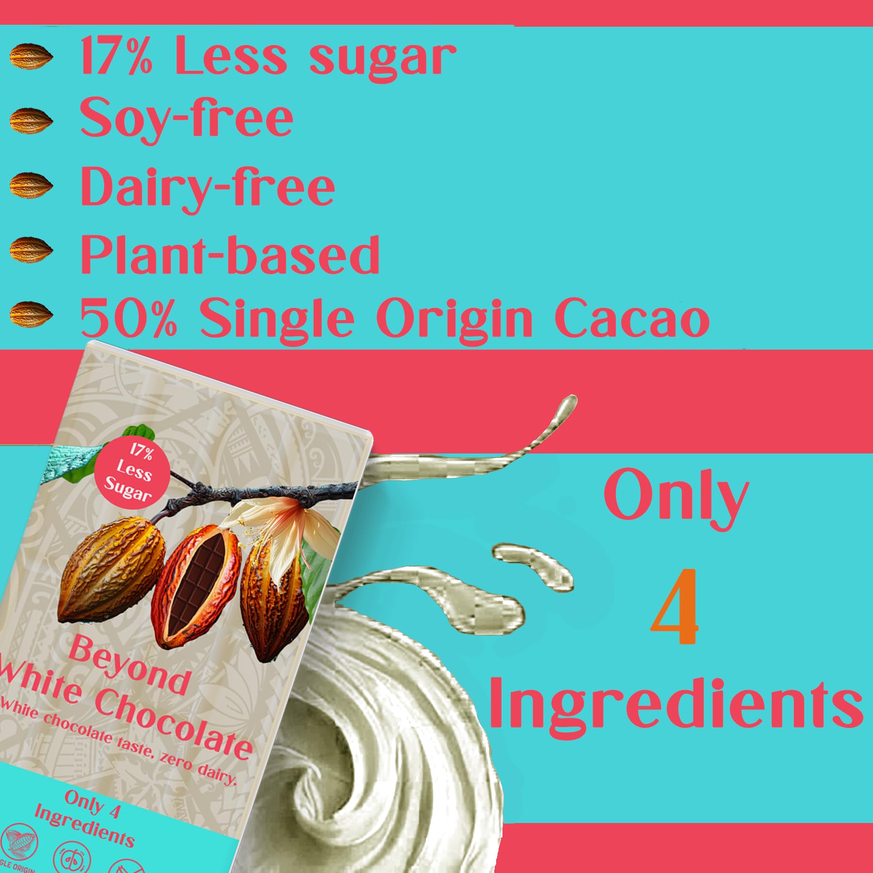 Beyond Milk Chocolate Dairy-free, beyond White Chocolate Bar | 2.2 Ounce (Pack of 10) | Organic, 17% less sugar, 37% Cacao, Plant Based, Gluten Free