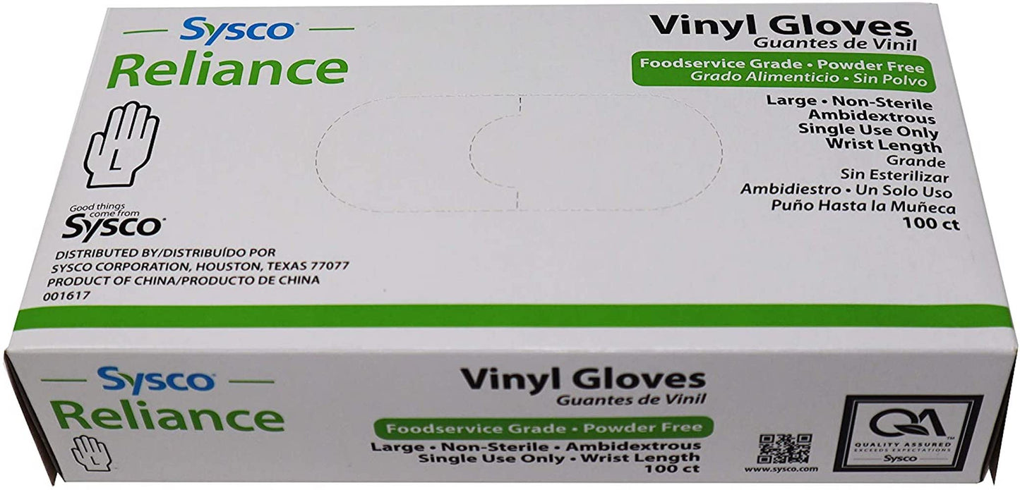 Sysco New Disposable Vinal Gloves Large 100 Per Box…