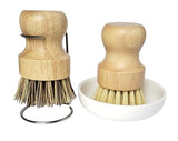 Bamboo Palm Pot Brush.Kitchen Mini Round Dish Brush,Natural Scrub Brush Cleaning Kit for Skillet,Washing Dishes,Vegetables,Pots, Pans. (1x Hard