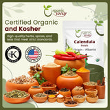 Organic Way Dried Calendula Petals | Herbal Tea (Calendula officinalis) - European Wild-Harvest | Organic & Kosher Certified | USDA Certified | Origin