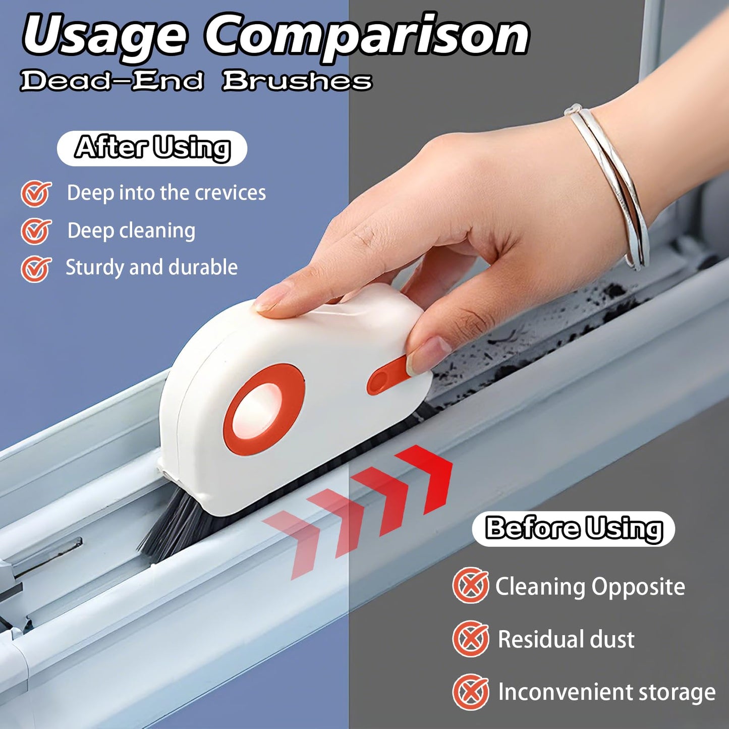 2 in 1 Groove Cleaning Brush, Easy to Store Window Track Cleaning Tools, Multifunction Window Track Cleaner, Track Cleaning Tools Suitable for Sliding