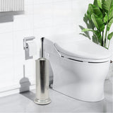 Indecor Home Stainless Steel Toilet Bowl Brush with Holder Metal Bathroom Cleaning Set Rustproof Hygienic Durable Modern Design