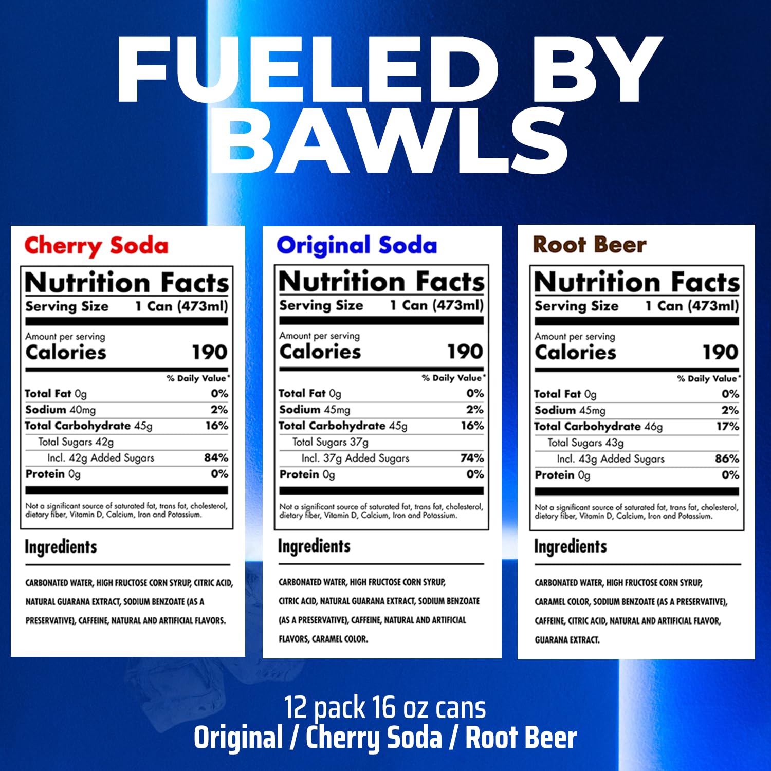 BAWLS Guarana Variety Pack, BAWLS Guarana Drink, Guarana Soda, Guarana Fueled Soda for Energy, High Energy Caffeinated Drink, 16oz 12 Pack Cans