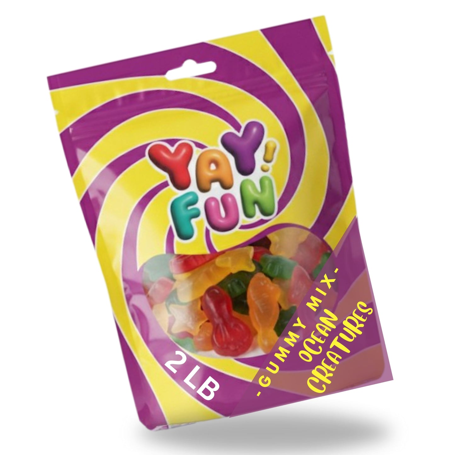Assorted Fruit Gummy Candy Mix, Halal Candy Bulk 2 Pound Bag | Ocean Creatures Gummy Mix (Sea Animal Shapes) | Kids Party Candy for Goodie Bags, Candy