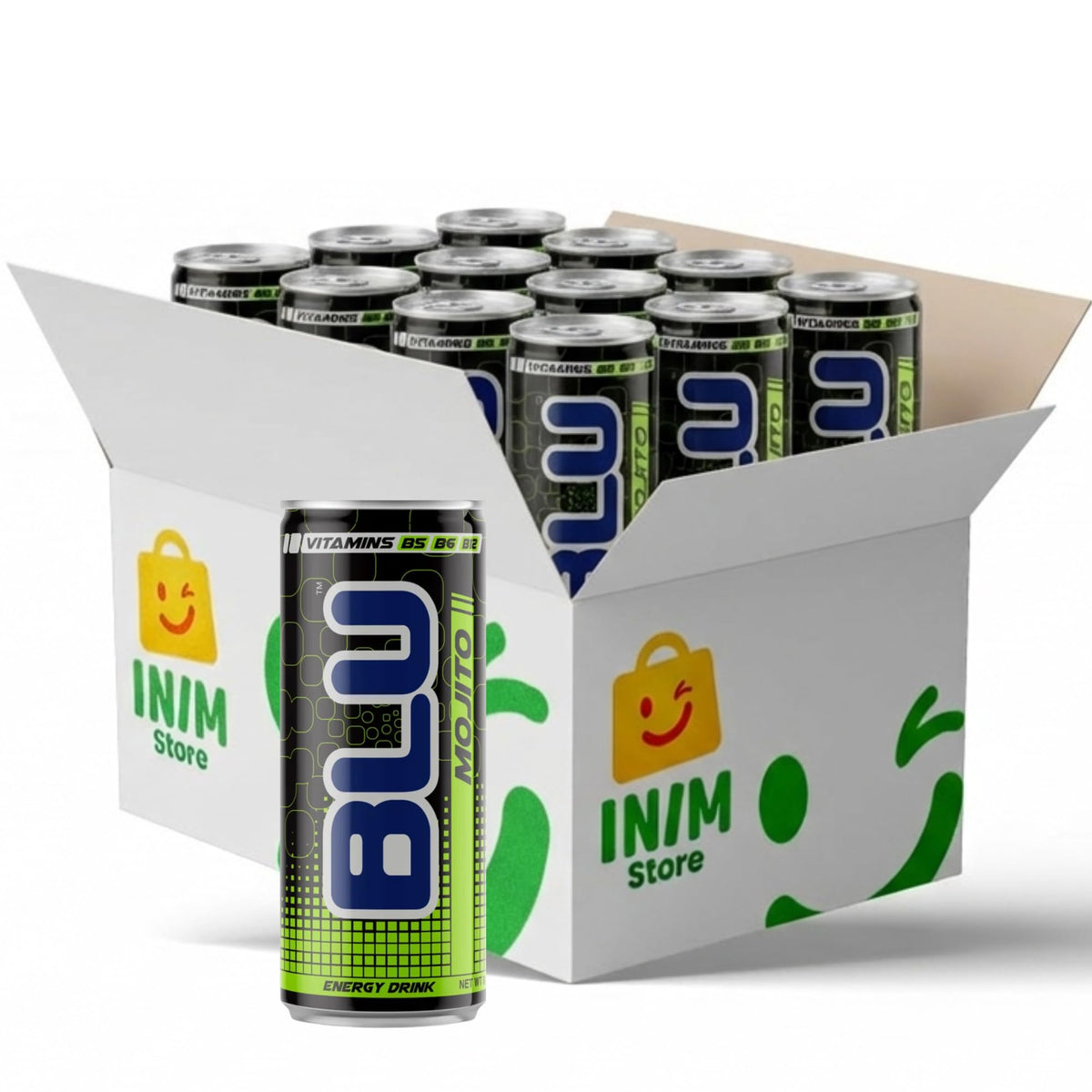 BLU Mojito Energy Drink, 12 Pack Slim Cans, 8.4 fl oz (250 mL) Each