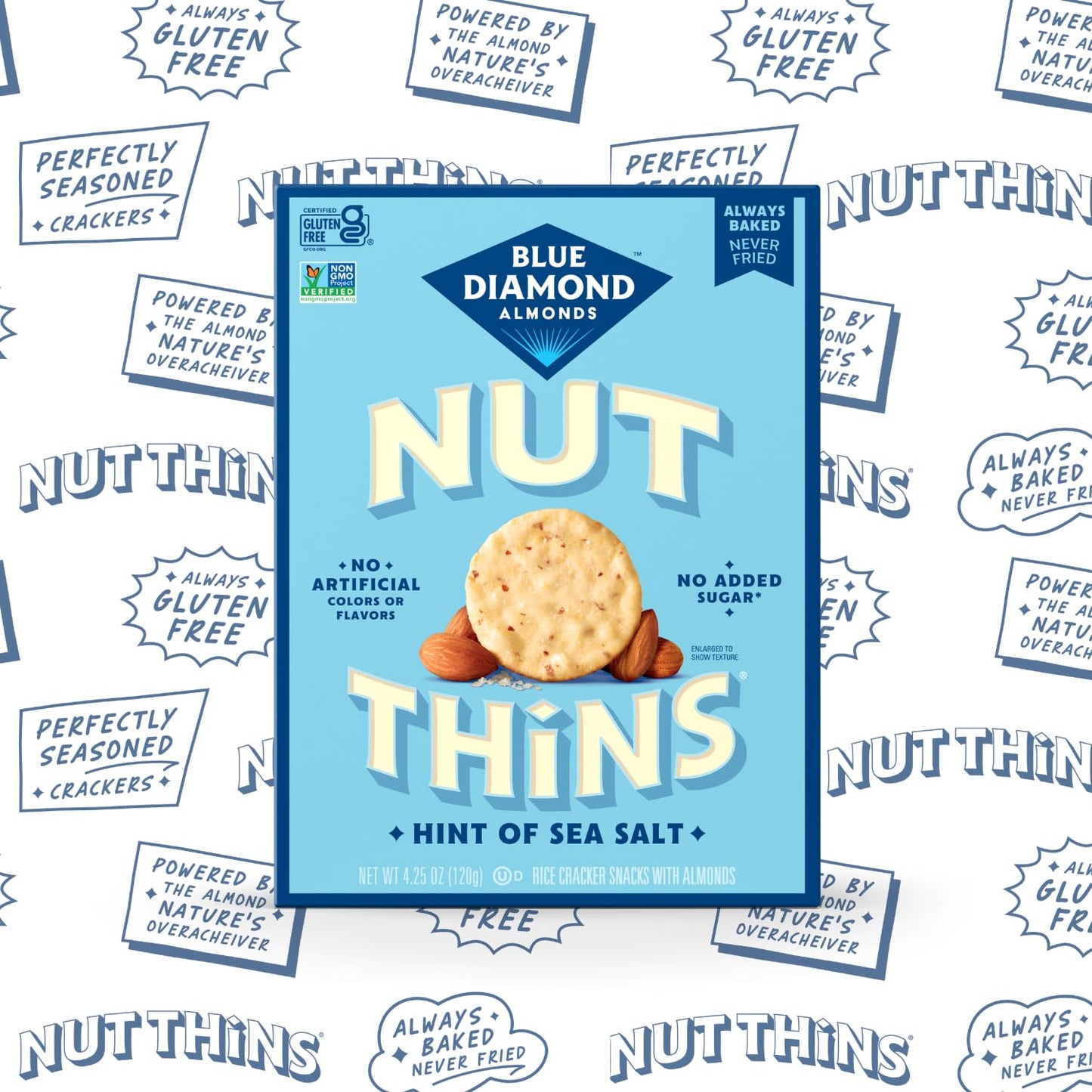 Blue Diamond Almonds Nut Thins Gluten Free Cracker Crisps, Hint of Sea Salt, 4.25 Oz Boxes (Pack of 1)