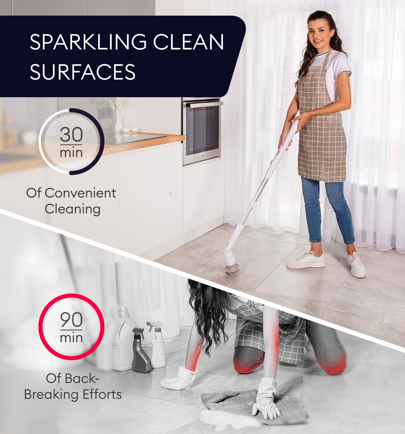 Electric Spin Scrubber, 360 Cordless Powerful Scrub Brush for Cleaning Bathroom, Tile, Floor, Tub & Shower with Adjustable Extension Handle and 3