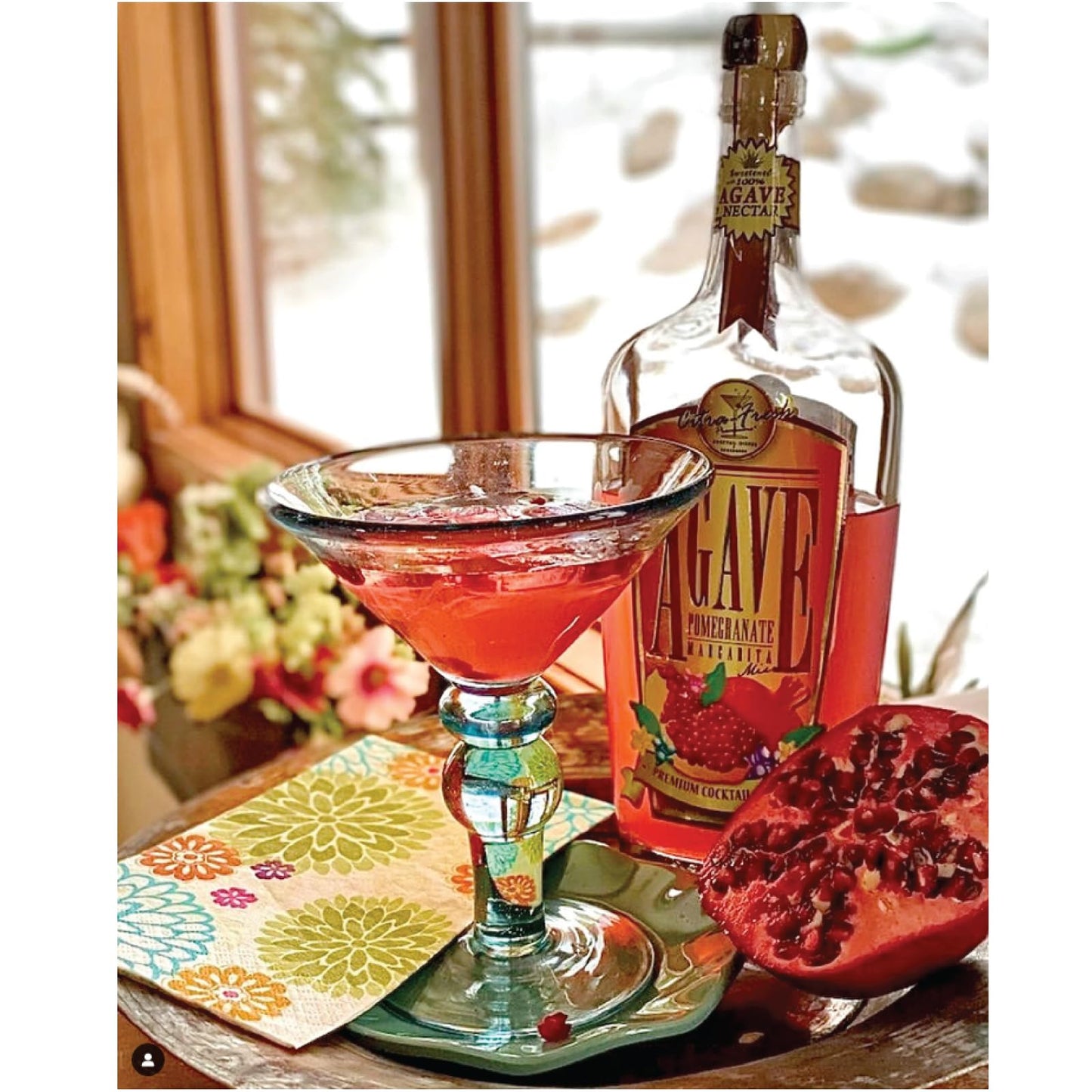 Premium Agave Pomegranate Margarita Mix (750 ml Glass Bottle)