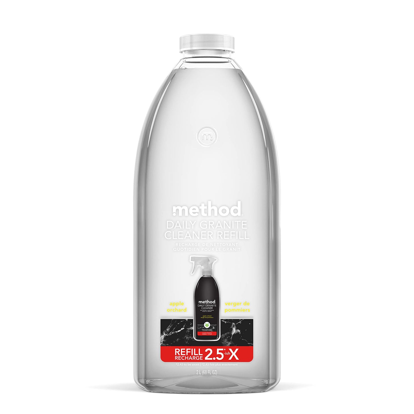 Method Daily Granite Cleaner Refill, Apple Orchard, Cleaning Agent for Granite, Marble, and Other Sealed Stone, 68 fl oz, (Pack of 1)