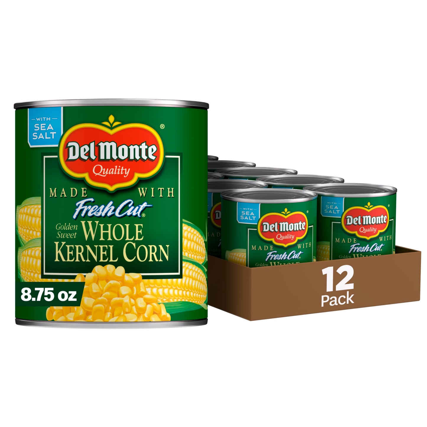 DEL MONTE FRESH CUT Golden Sweet Whole Kernel Corn, Canned Vegetables, 12 Pack, 8.75 oz Can