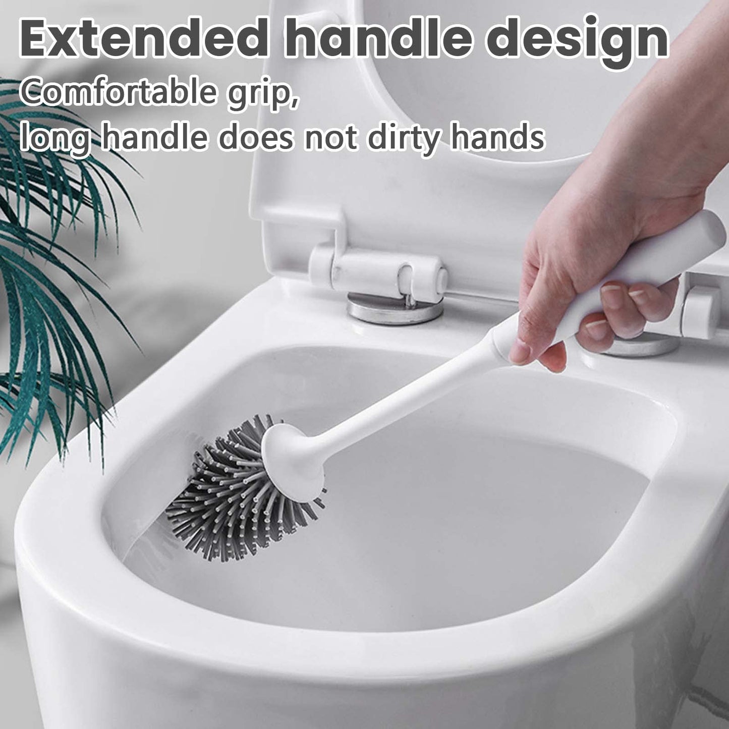 Silicone Toilet Brush with Holder, Standing Silicone Toilet Brush Set with Quick Drying Holder Set for Bathroom, Toilet Brush Holder for Deep Cleaning