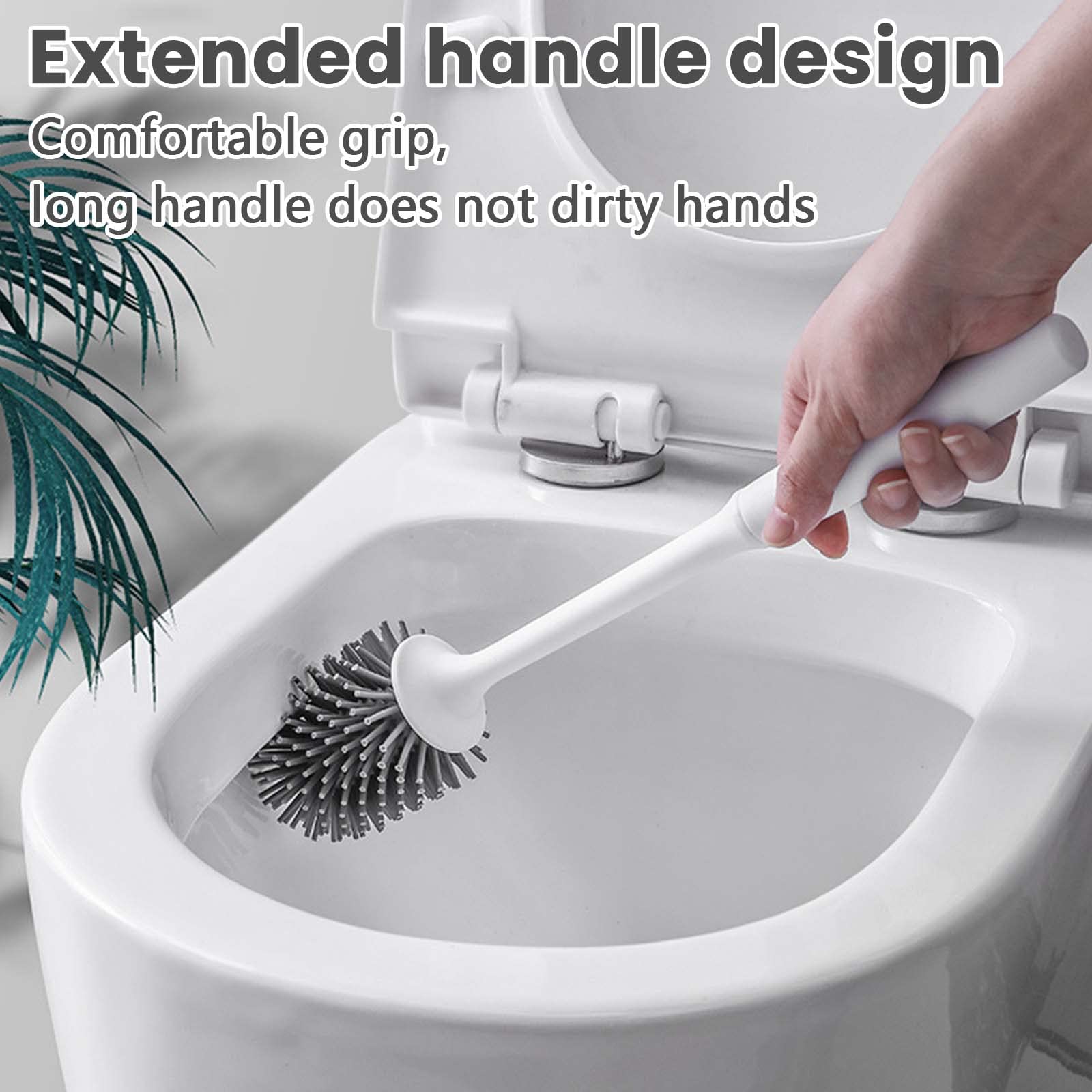 Silicone Toilet Brush with Holder, Standing Silicone Toilet Brush Set with Quick Drying Holder Set for Bathroom, Toilet Brush Holder for Deep Cleaning