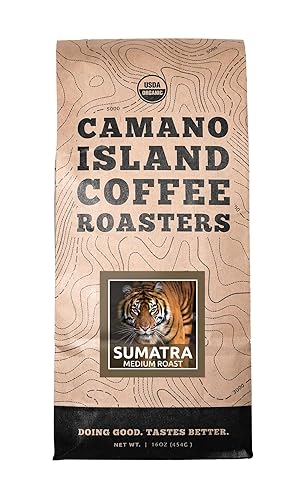 Camano Island Coffee Roasters Organic Sumatra Medium Roast Coffee- Fresh Premium USDA Certified Organic Shade Grown, Fair Trade, and Ethical