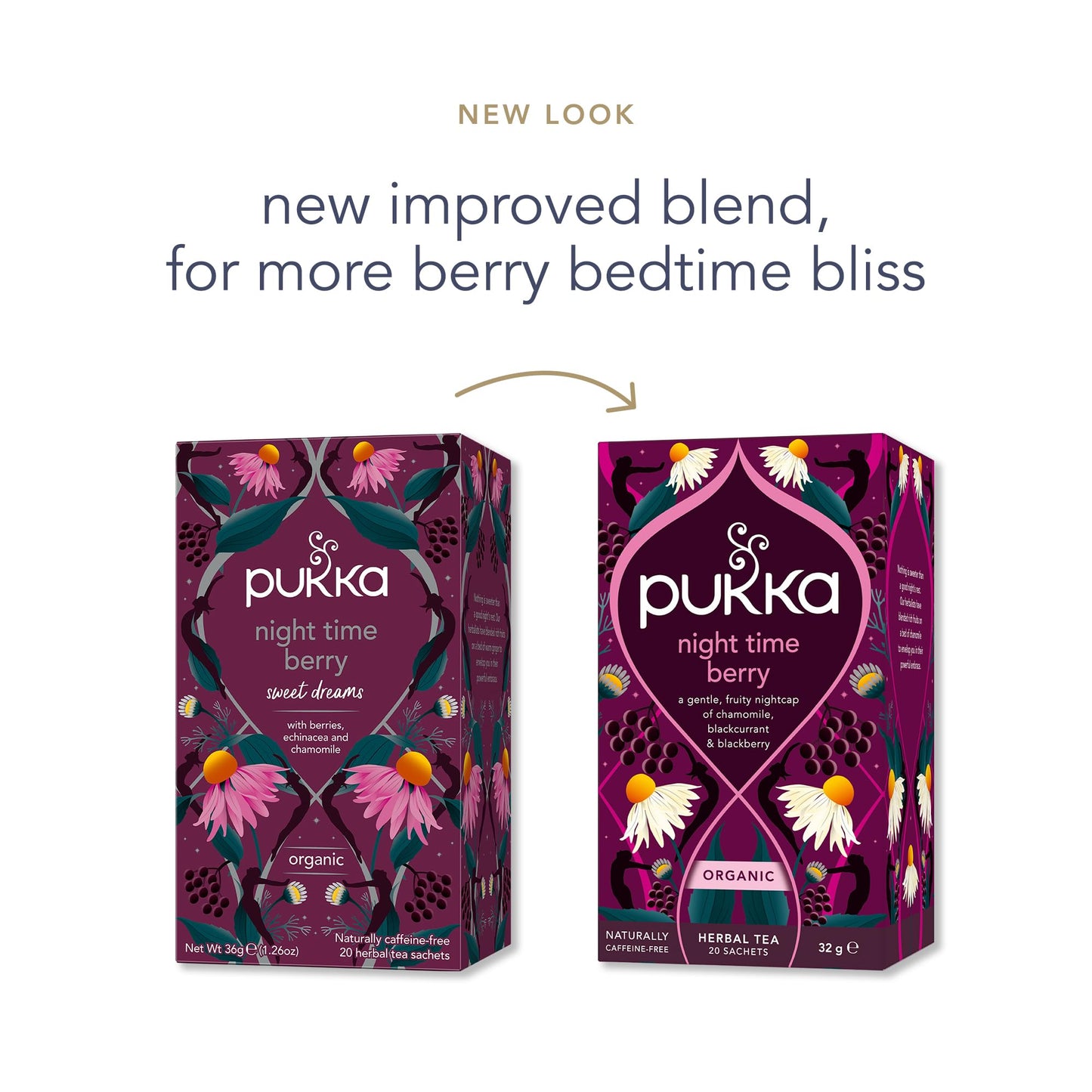 Pukka Organic Night Time Berry Herbal Tea with Chamomile, Echinacea, and Elderberry, Caffeine Free, 20 Total Tea Bags