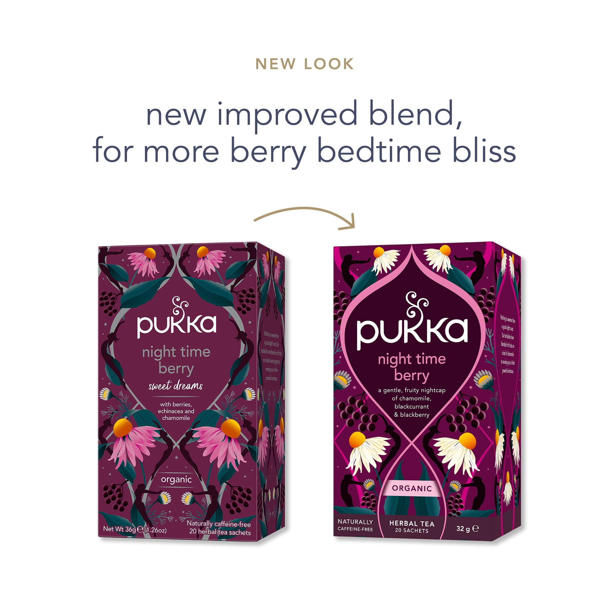 Pukka Organic Night Time Berry Herbal Tea with Chamomile, Echinacea, and Elderberry, Caffeine Free, 20 Total Tea Bags