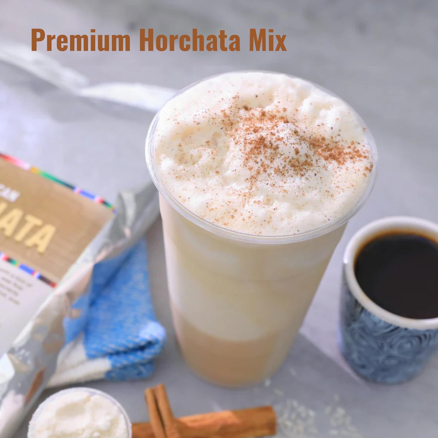 MOCAFE Horchata Mix Powder, café-crafted premium instant Mexican agua fresca, enjoy hot, iced, or frappe blended, bulk 3lb bag