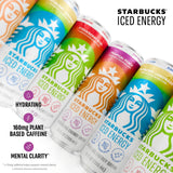 Starbucks Iced Energy Drink, 3 Flavor Variety Pack (Tropical Peach, Watermelon Splash, Blueberry Lemonade), Zero Sugar Energy Drink, Plant Based