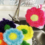 6 Pcs Flower Shaped Acrylic Dish Scrubbers, Colorful Kitchen Sponge Net Dish Cloths for Washing Dishes for Cookware, Tubs, Sinks