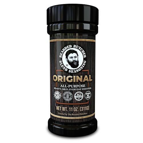 Bearded Butchers Blend Original Seasoning, 11 oz Shaker - All-Purpose Spice for Meats, Veggies, Soups, Sandwiches, Eggs, Fries - No MSG, Gluten-Free