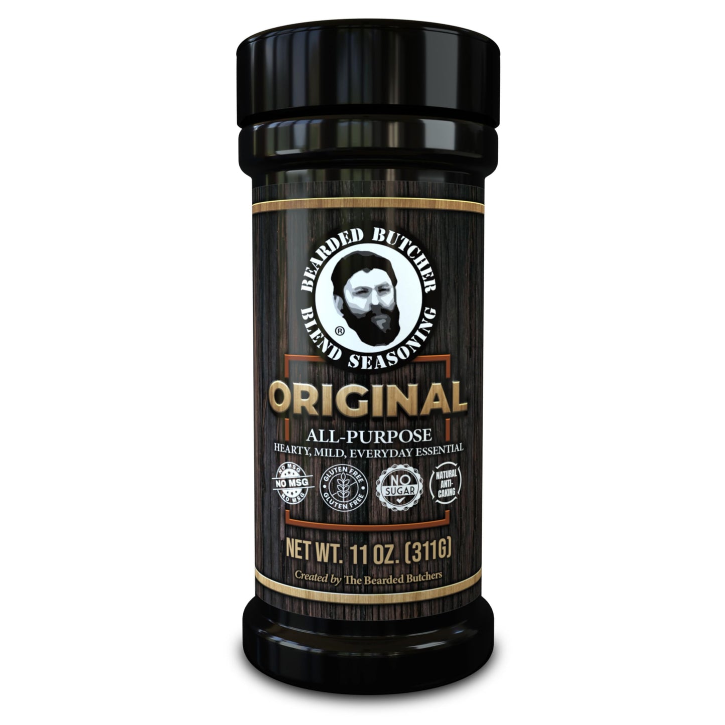 Bearded Butchers Blend Original Seasoning, 11 oz Shaker - All-Purpose Spice for Meats, Veggies, Soups, Sandwiches, Eggs, Fries - No MSG, Gluten-Free