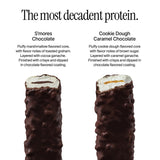 David Bronze High Protein Bars - Cookie Dough Caramel Chocolate Crunch & S'mores Chocolate Crunch Flavored Bar - 0g of Sugar, Low Carb, Gluten Free