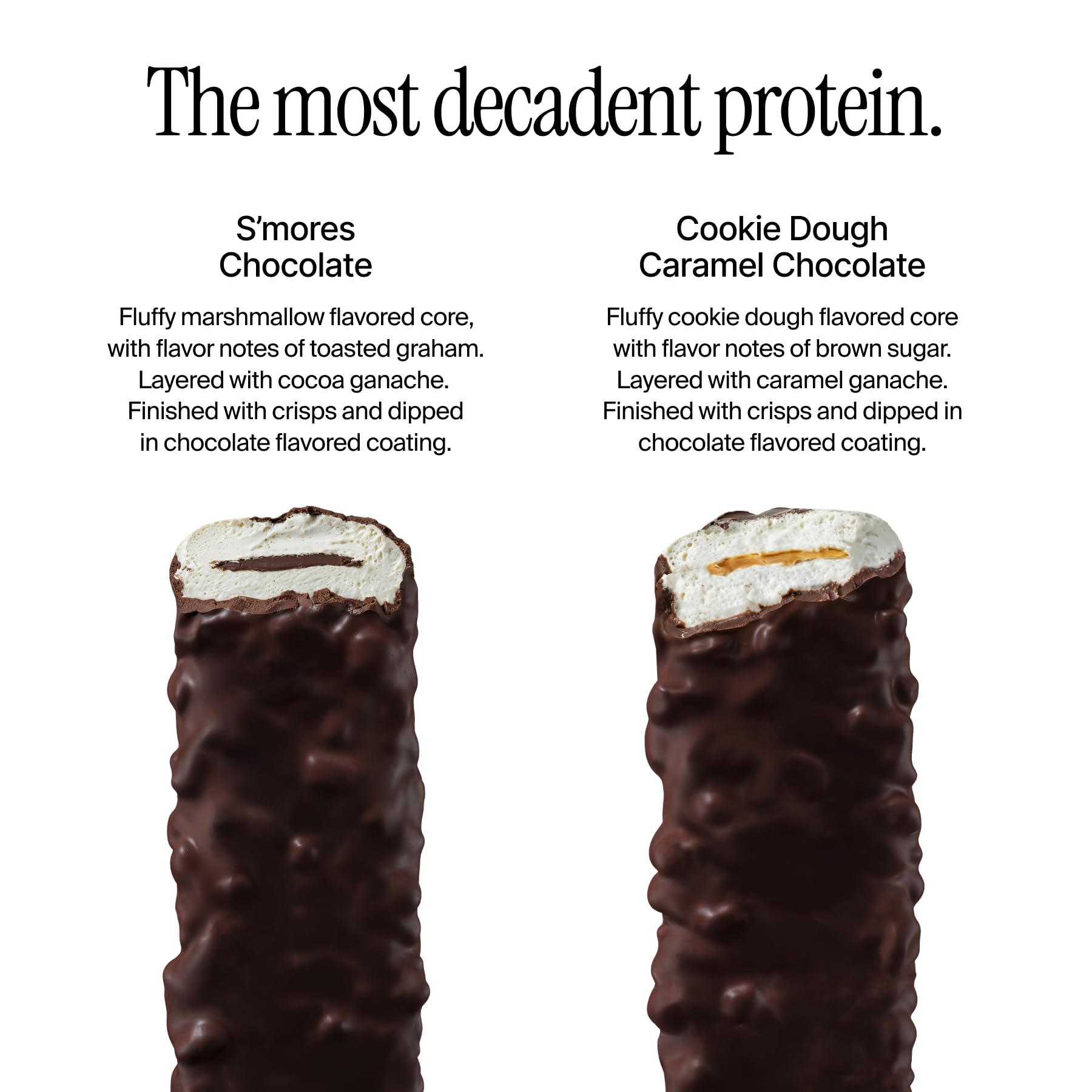 David Bronze High Protein Bars - Cookie Dough Caramel Chocolate Crunch & S'mores Chocolate Crunch Flavored Bar - 0g of Sugar, Low Carb, Gluten Free