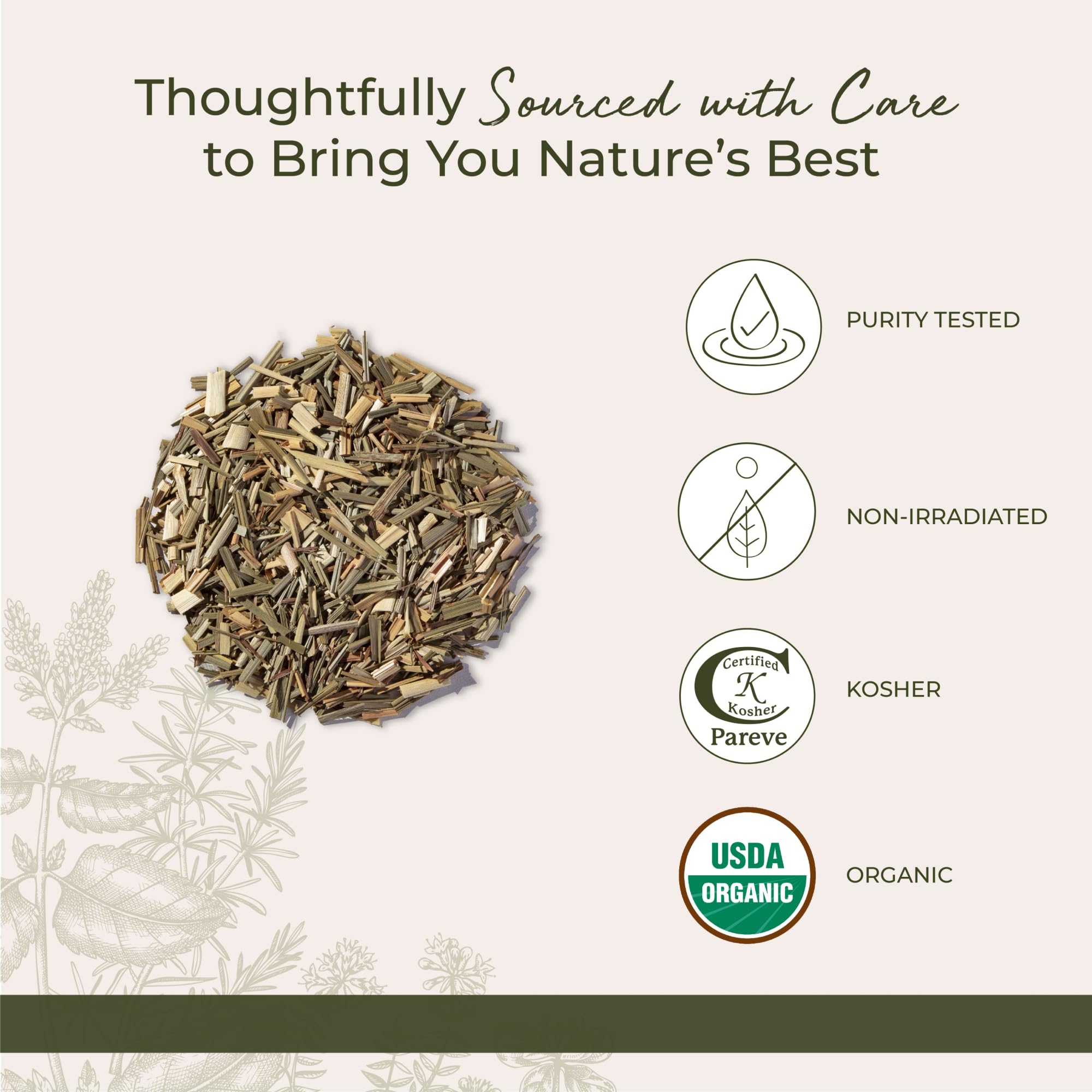 Starwest Botanicals Organic Lemongrass - Dried Loose Leaf Herb for Tea & Cooking, Natural Rose & Citrus Aroma, Certified Kosher, Cut & Sifted, Non-GMO