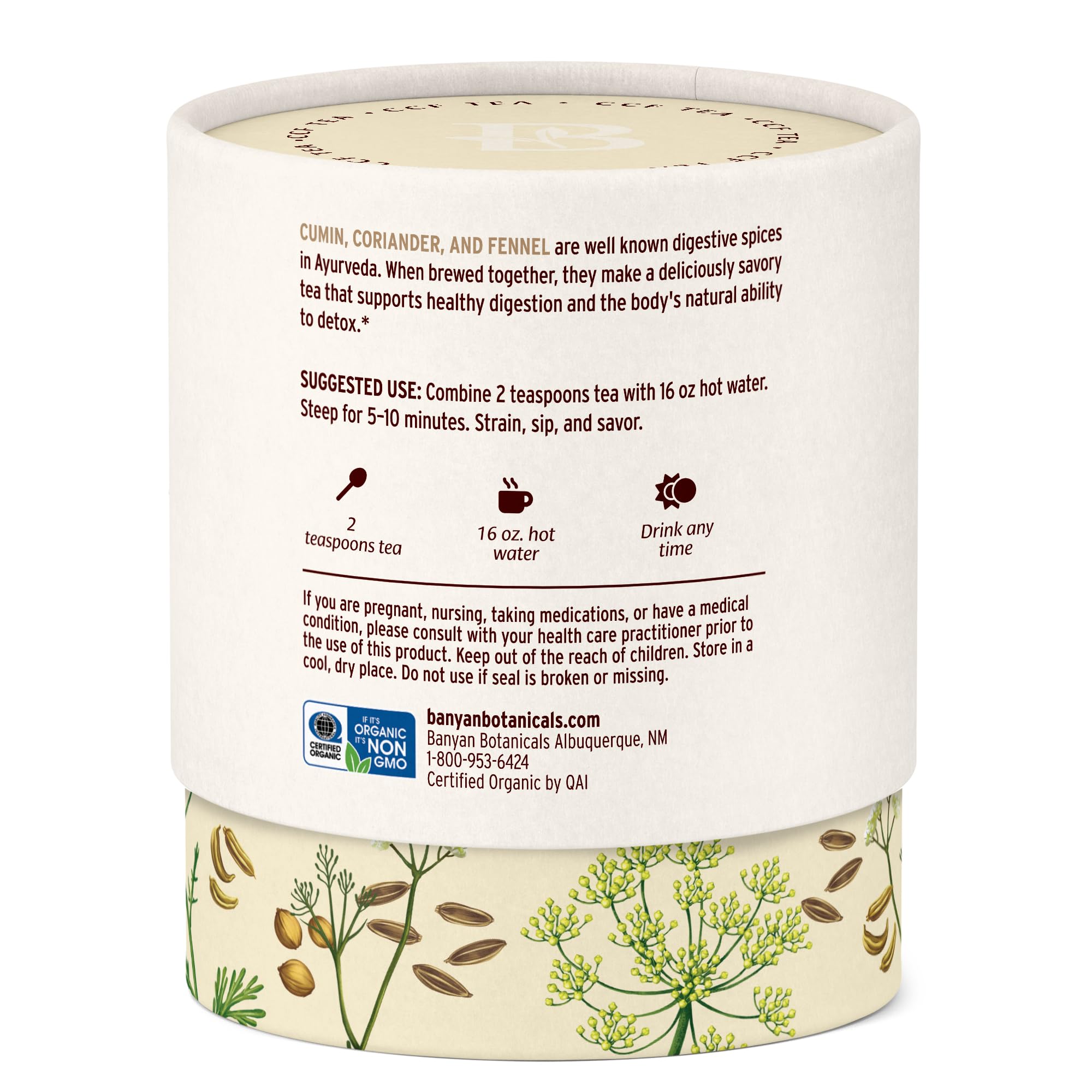 Banyan Botanicals CCF Tea (Cumin, Coriander, Fennel) - Organic Digestion Tea - Traditional Ayurvedic Detox For Supporting Digestion & Gentle Cleansing