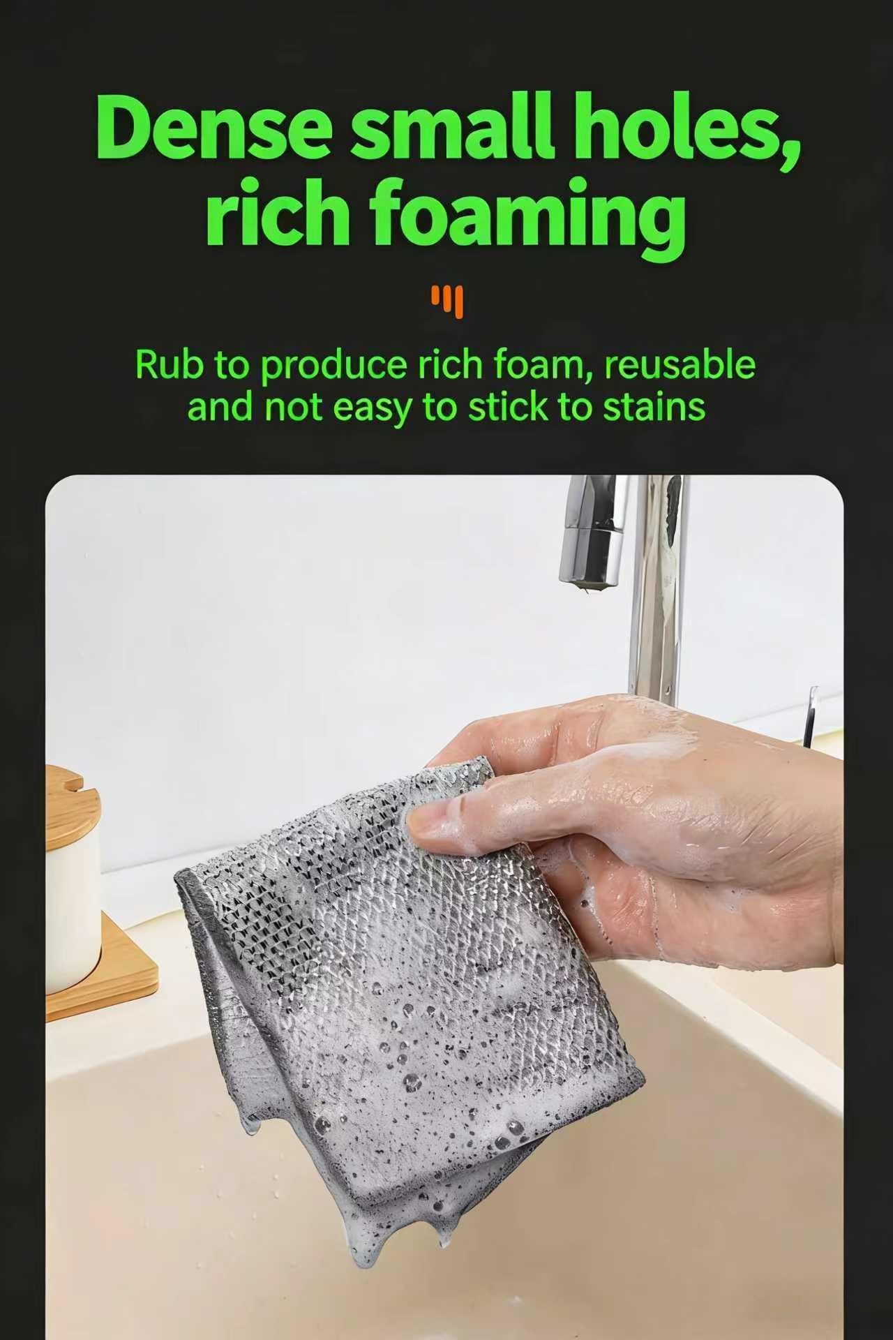 YOFAN 5-Pack 7.9-Inch Dual-Layer Metal Mesh Cleaning Cloths - Scratch-Free Kitchen Scrubbers for Dishes & Cookware