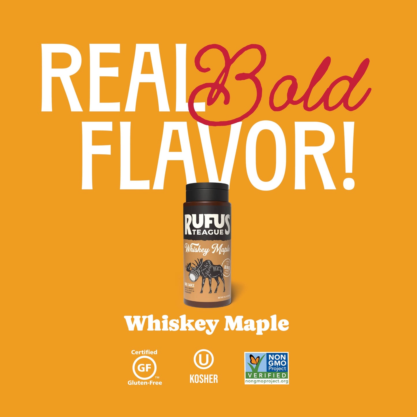 Rufus Teague Whiskey Maple BBQ Sauce, Flip Top Squeeze Bottle, 15.2 oz