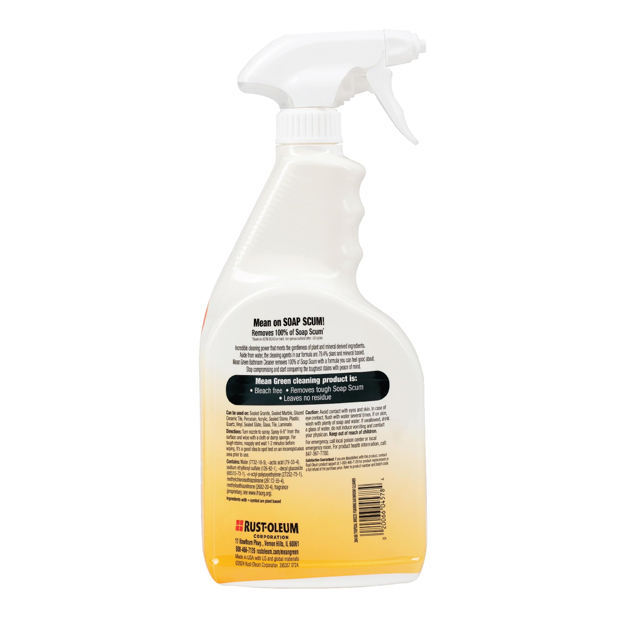 Mean Green Foaming Bathroom Cleaner Spray, Tropical Breeze, 32 oz - Removes 100% of Soap Scum, Shower, Tile, Sink & Bathroom Surfaces