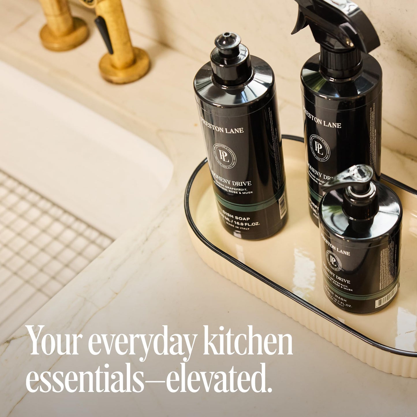 Preston Lane Luxury Kitchen Set - Hand Wash, Dish Soap & All-Purpose Cleaner | Plant-Powered Cleaning Essentials Bundle with Fine Italian Fragrance