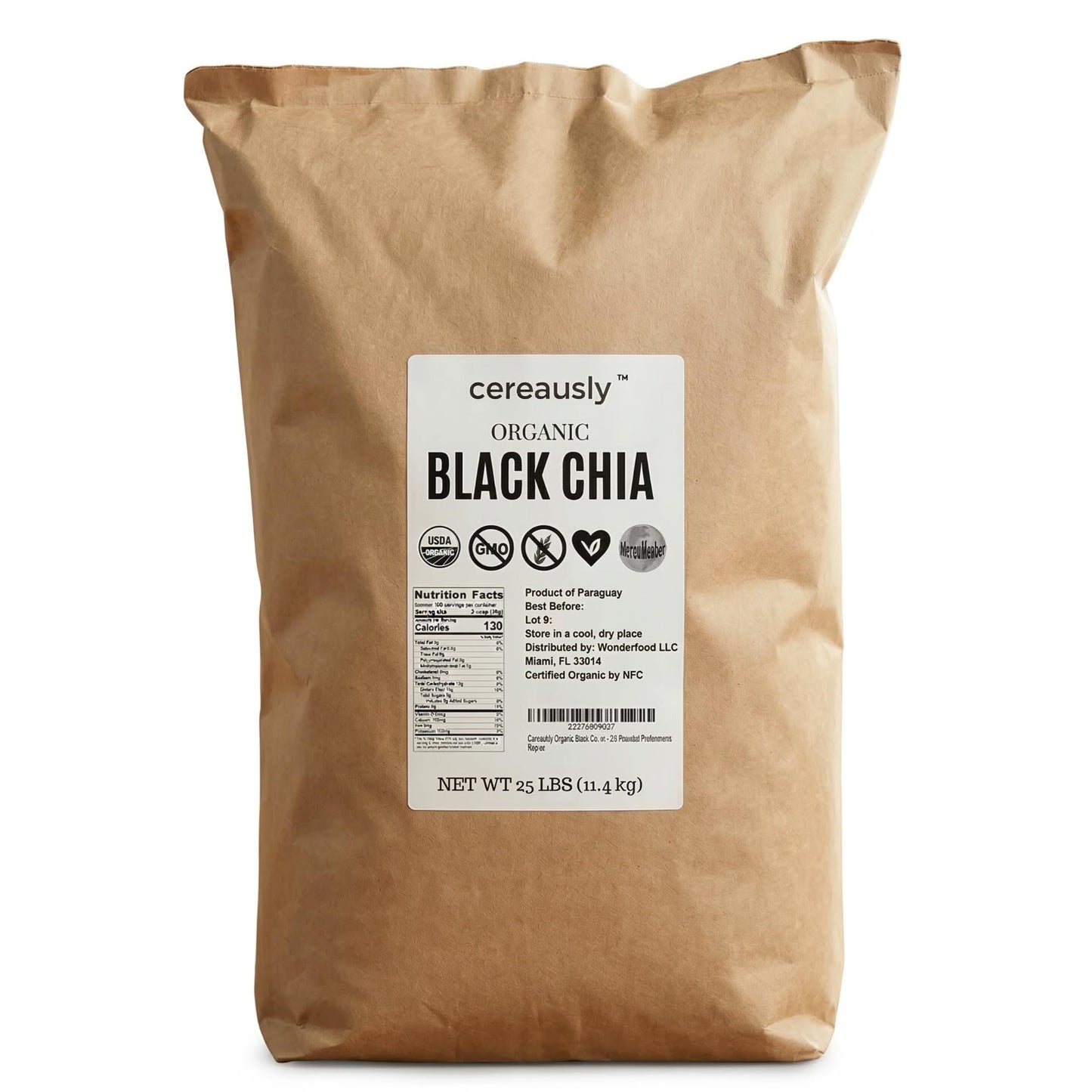 Organic Black Chia Seeds 25 lb Bulk - High Fiber Omega-3 Superfood, Non-GMO, Gluten Free, Vegan, Kosher, Whole Chia Seeds for Smoothies, Chia Pudding
