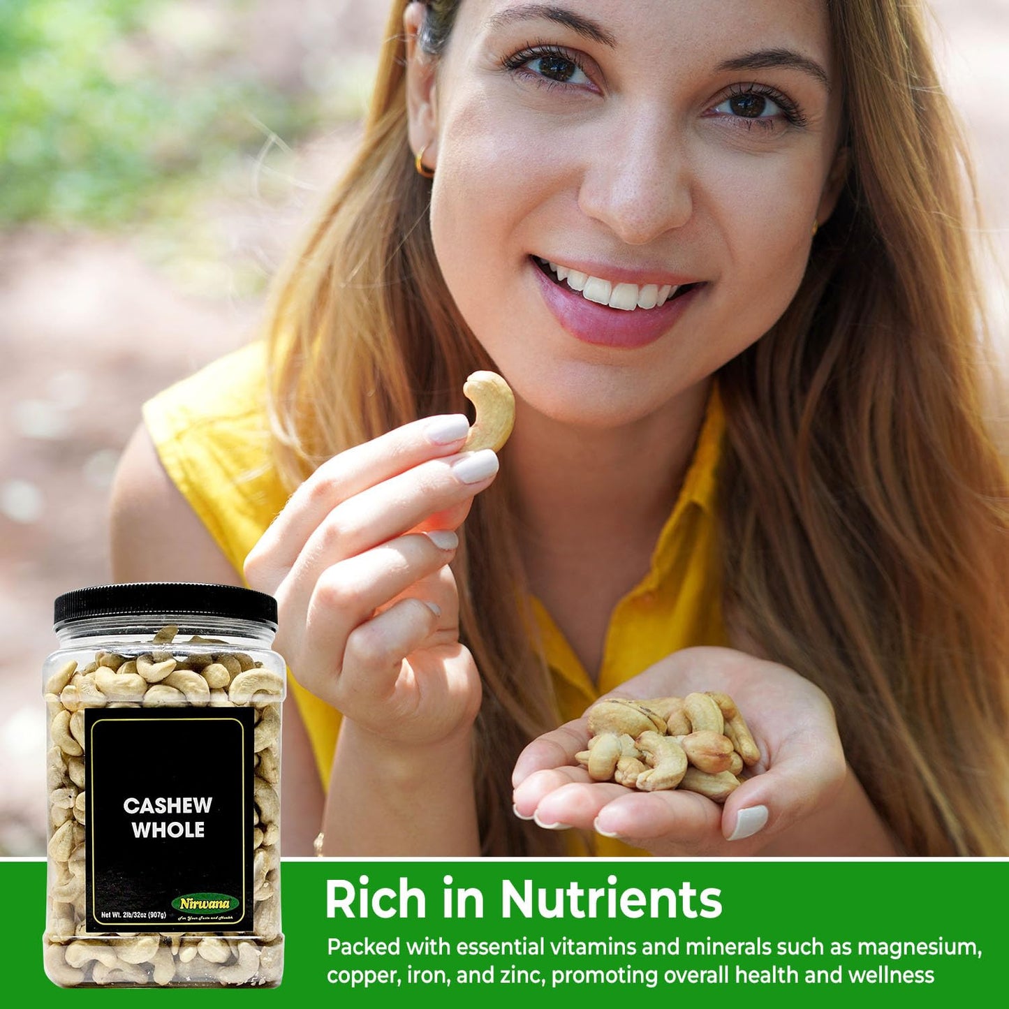 Raw Cashew - Premium Whole Nuts, Unsalted | Perfect for Snacks, Baking, and Dairy-Free Recipes | Keto-Friendly, High in Protein | 32 oz by Nirwana