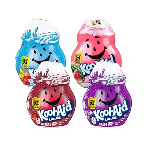 Kool-Aid Liquid Drink Mix Quartet for Sugar Free Flavored Hydration, Water Flavoring, Beverage Mixing and Drink Enhancer, Watermelon, Grape, Cherry