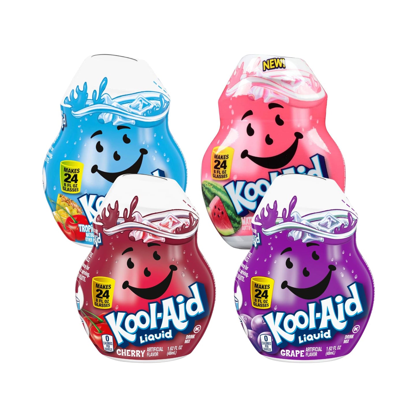 Kool-Aid Liquid Drink Mix Quartet for Sugar Free Flavored Hydration, Water Flavoring, Beverage Mixing and Drink Enhancer, Watermelon, Grape, Cherry