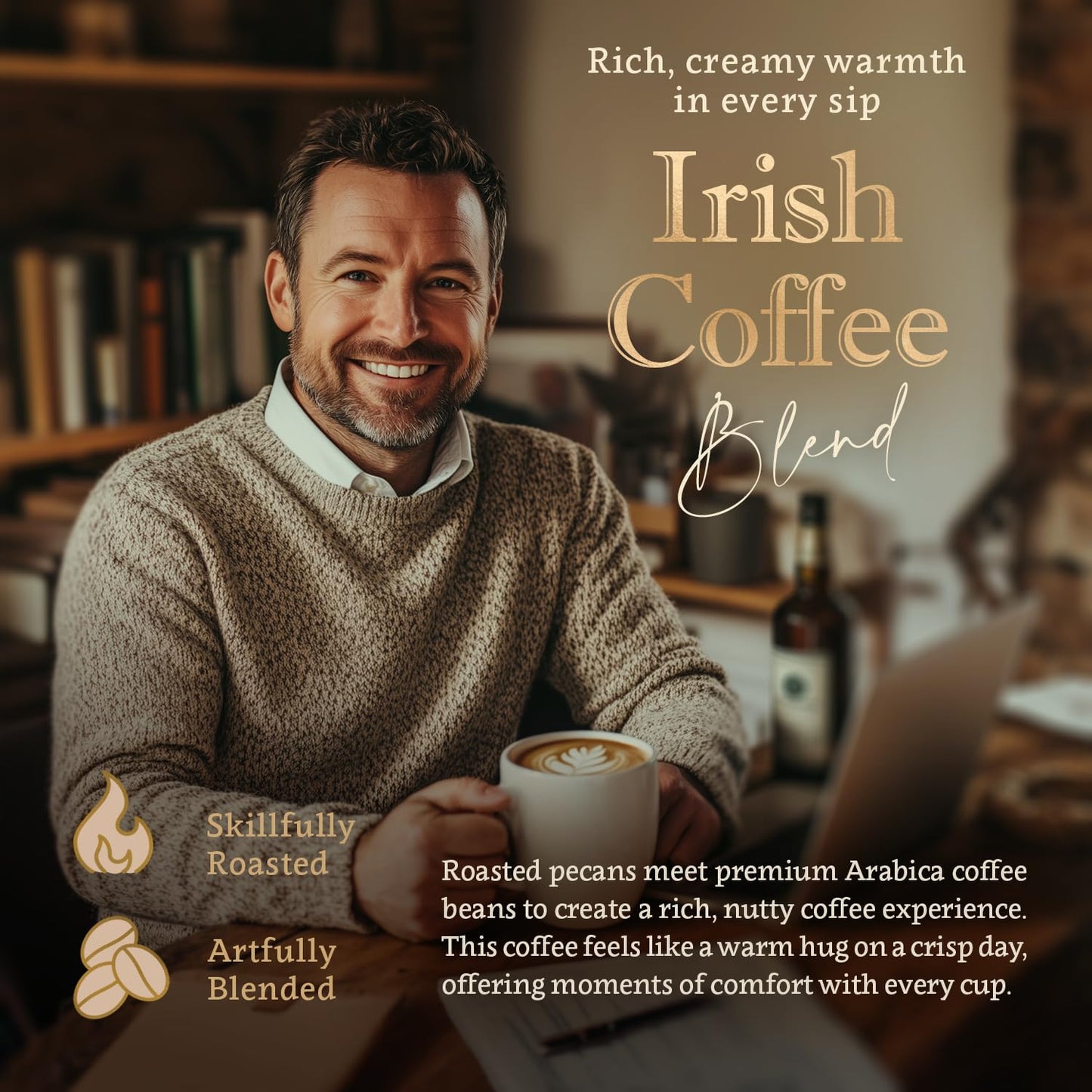 Irish Cream Flavored Whole Bean Coffee - 100% Arabica, Organic, No Artificial Sweeteners, Naturally Flavored, Medium Roast, Single Origin - by Coffea