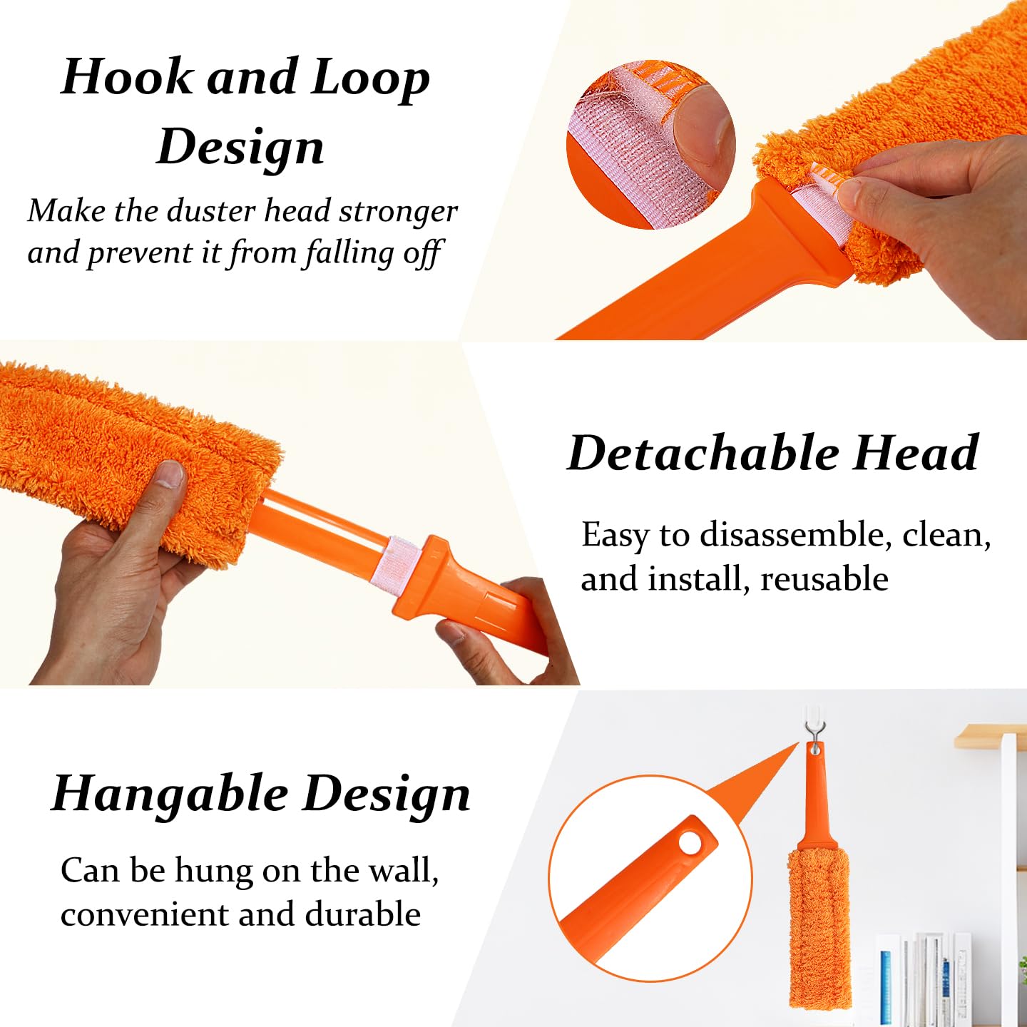 4 Pack 15 inch Reuseable Microfiber Feather Duster, Blind Duster, Gap Duster, Removable and Washable Head, Cleaning Tool for Window, Blind, Car, Wall