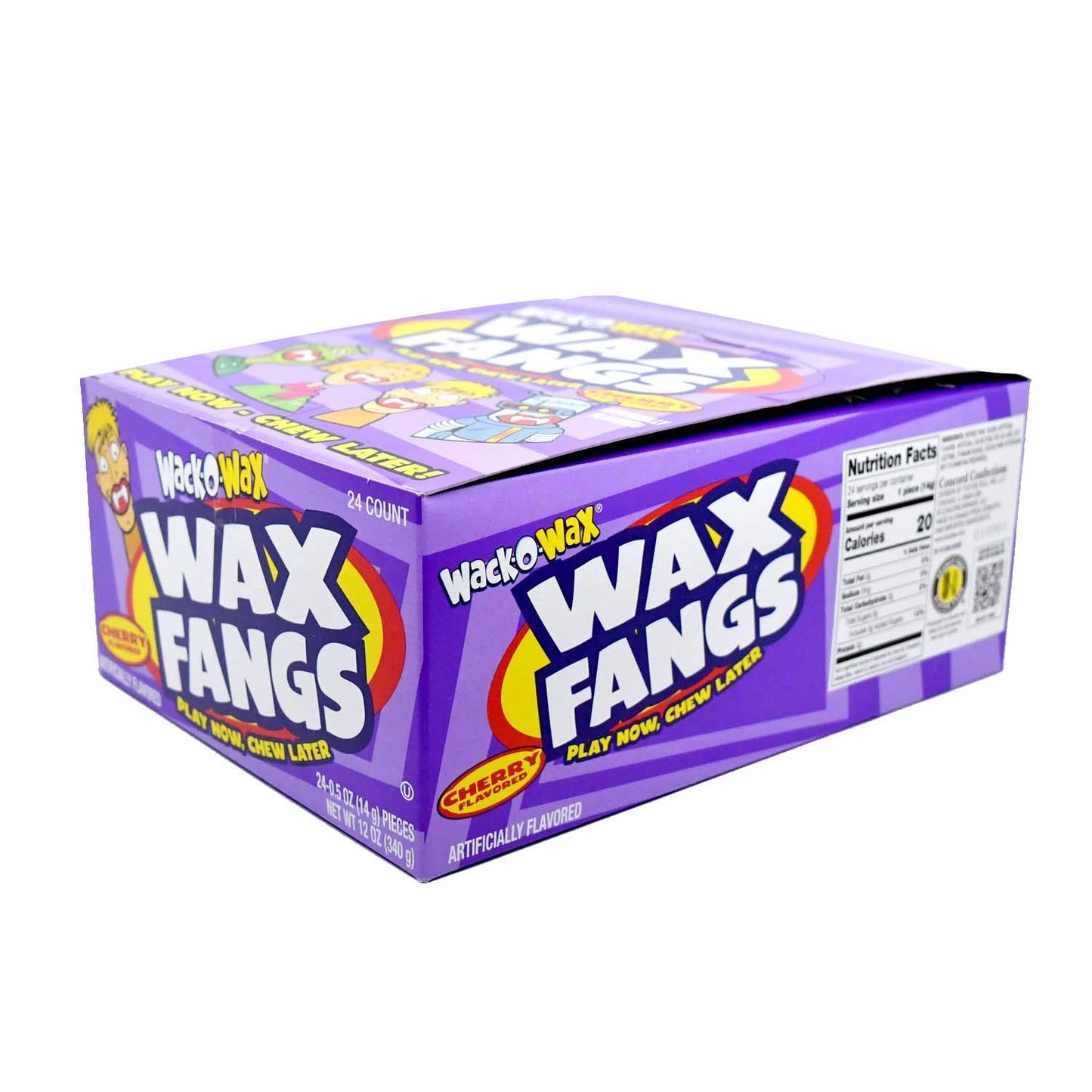 Wack-O-Wax Fangs - Fun Candy Halloween Toy - Individually Wrapped Peanut and Gluten Free Candy - Cherry, 24 Count Box