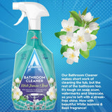 Astonish Streak Free Foaming Bathroom Cleaner Spray Bottle - Deep Cleaning White Jasmine & Basil Scented Spray For Soap Scum, Watermarks & Limescale
