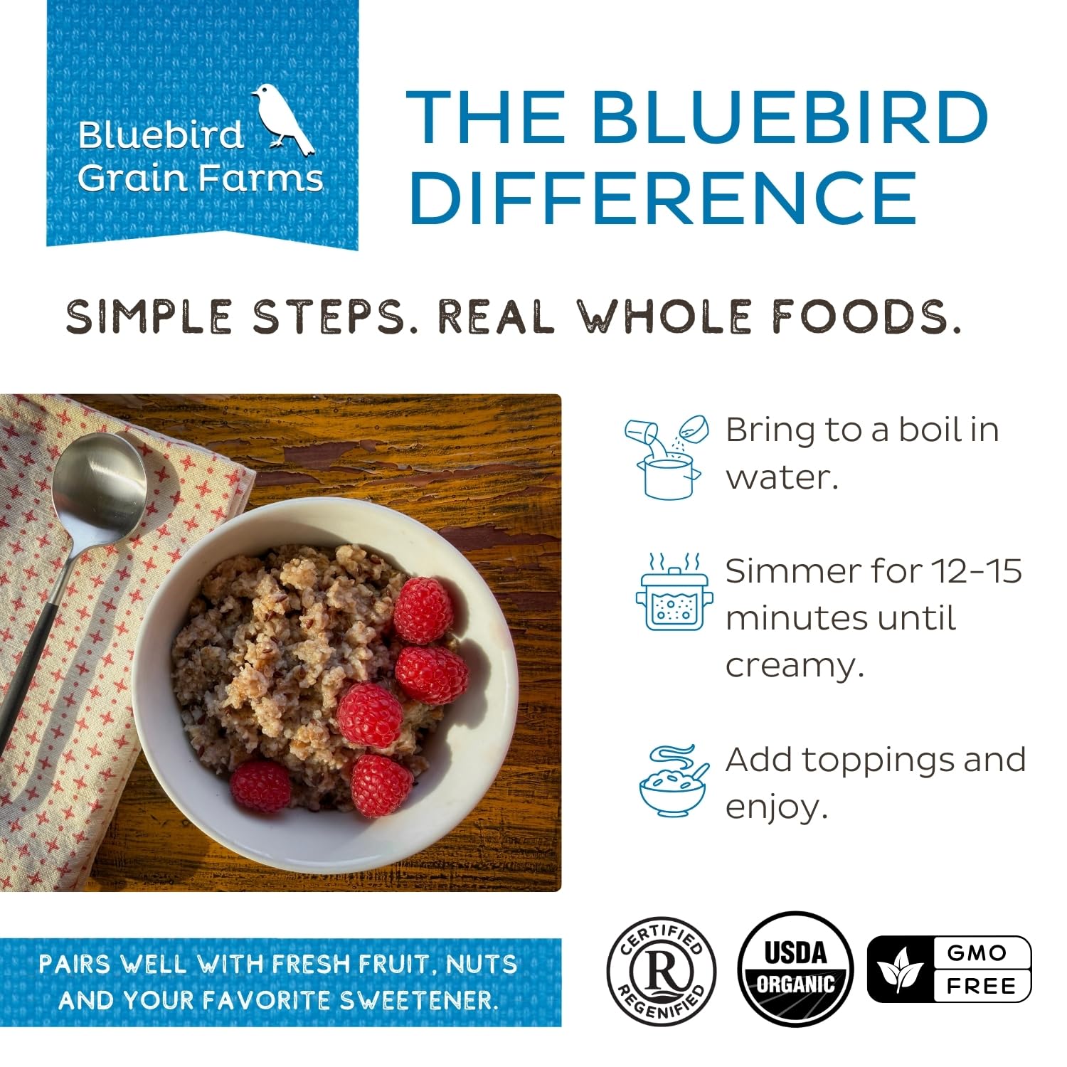 Bluebird Grain Farms Organic Cracked Farro Porridge, 12 Oz.