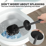 UPTRONIC Toilet Brush, Toilet Bowl Brush with Extra Long Handle Durable Bristles Toilet Scrubber and Covered Holder for Toilet Brush Set for Bathroom