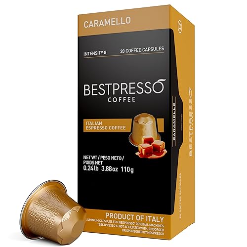 Bestpresso Coffee for Nespresso Original Machine 120 pods Certified Genuine Espresso Caramel Blend(Medium Intensity) Pods Compatible with Nespresso