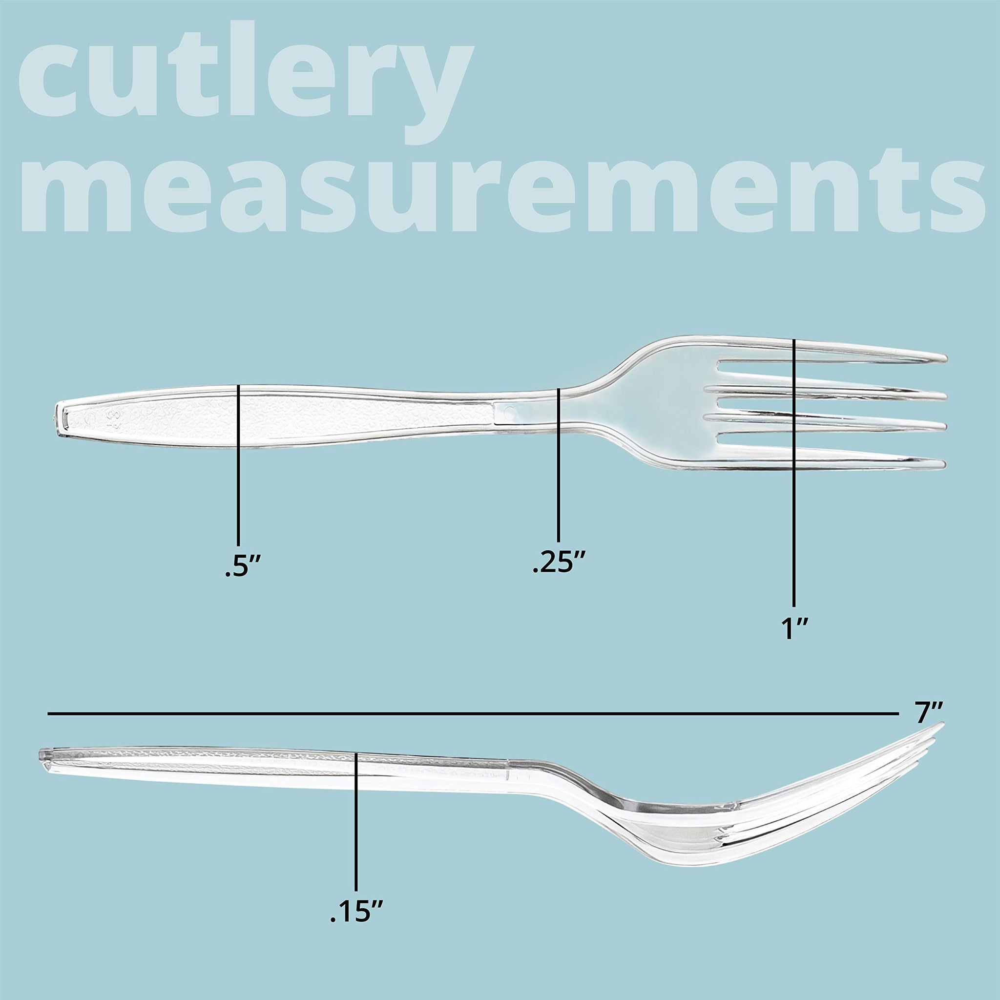 Plasticpro Disposable Clear Plastic Forks Heavyweight Utensils Pack of 100 Count