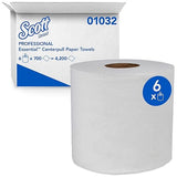 Scott Professional Essential Center-Pull Paper Towels, Bulk (01032), Fast-Drying Absorbency Pockets, White, Perforated (700 Sheets/Roll, 6 Rolls/Case
