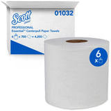 Scott Professional Essential Center-Pull Paper Towels, Bulk (01032), Fast-Drying Absorbency Pockets, White, Perforated (700 Sheets/Roll, 6 Rolls/Case