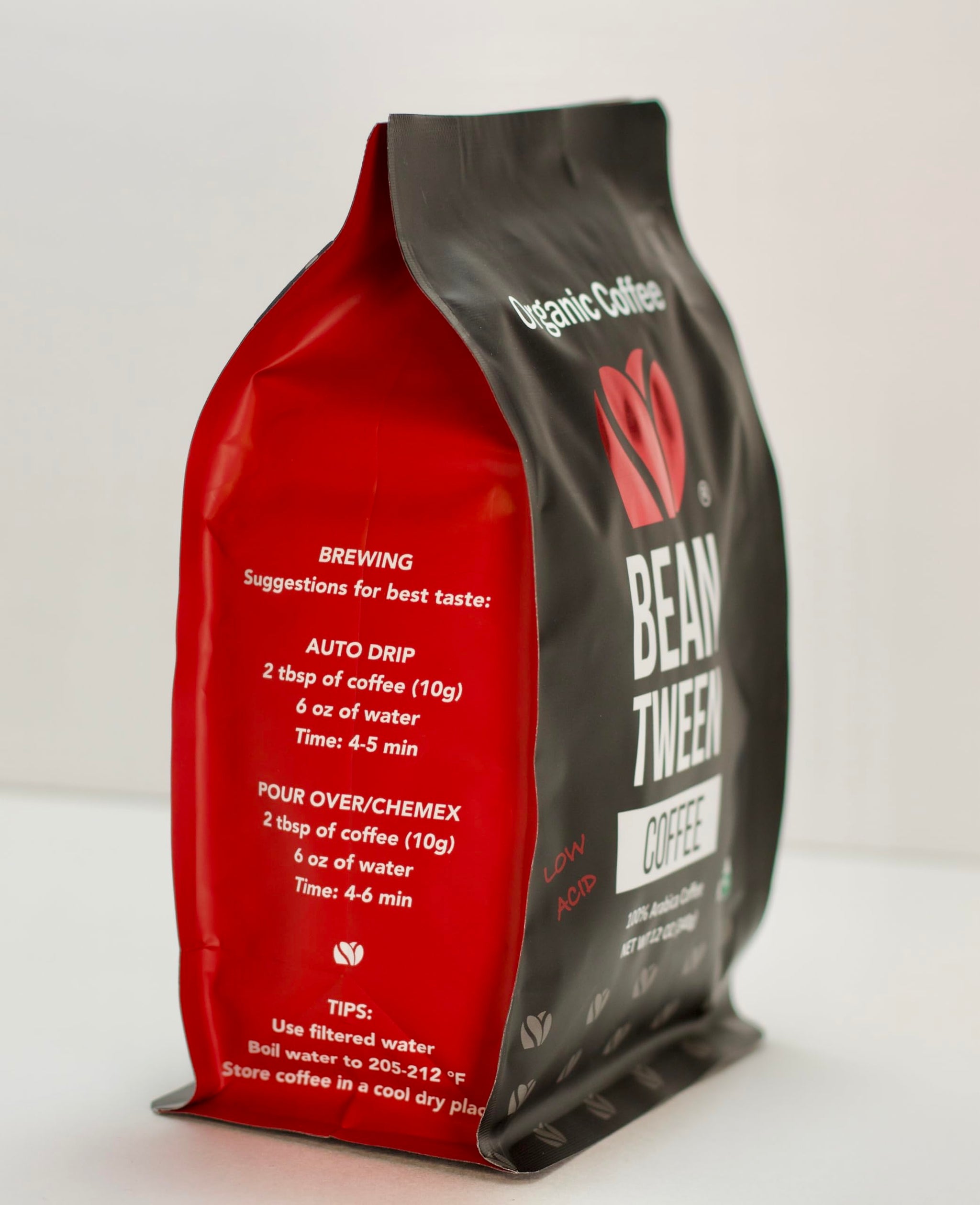 Beantween Coffee: Premium Organic MEDIUM ROAST Whole Bean (12oz) of 100% Arabica Coffee - Low Acid, MOLD-FREE, Certified Organic, Kosher, Single