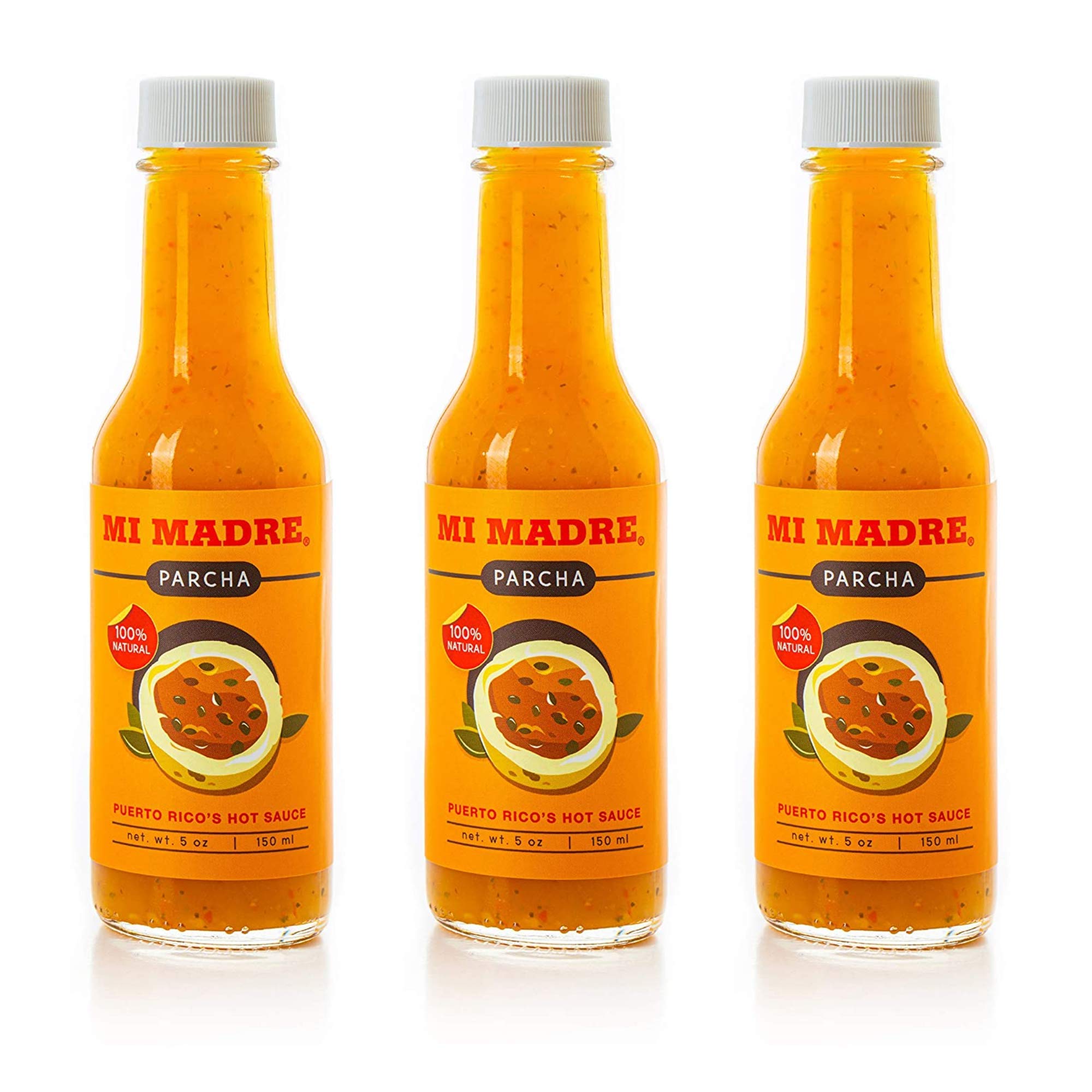 Mi Madre Passion Fruit Hot Sauce, Handcrafted in Puerto Rico, 100 Percent Natural, 5 Ounce (Pack of 3)